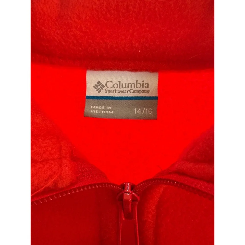 Columbia Fleece Jacket Red Full Zip Youth Girls 14 16 Outdoor Adventure‎